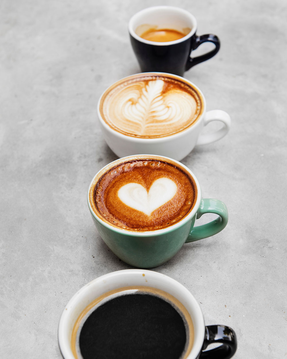 Various coffee cups